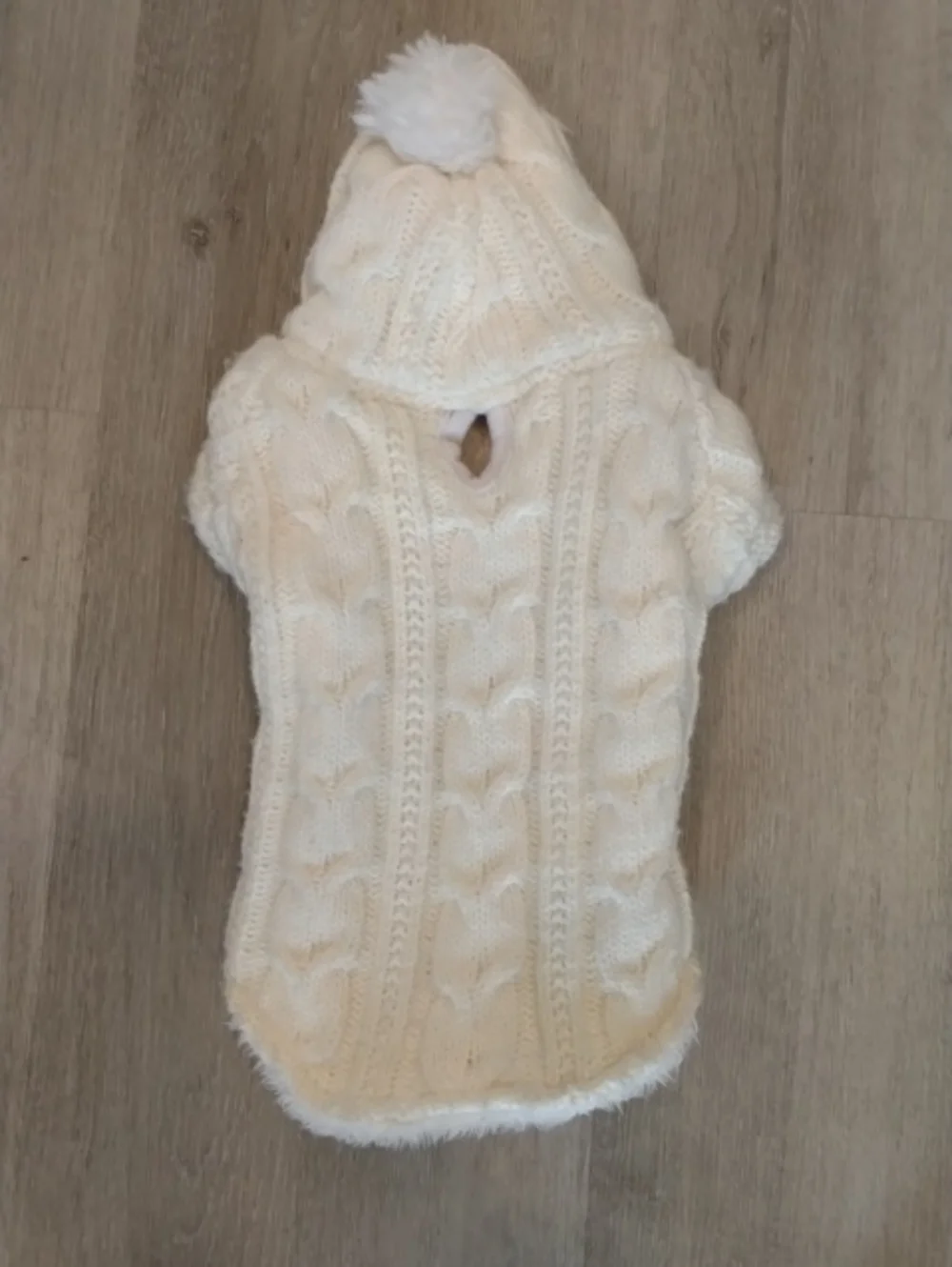 Dog Sweater/Jacket - Knitted Outer/Fleese Inner Heavy Weight White Size Extra Sm